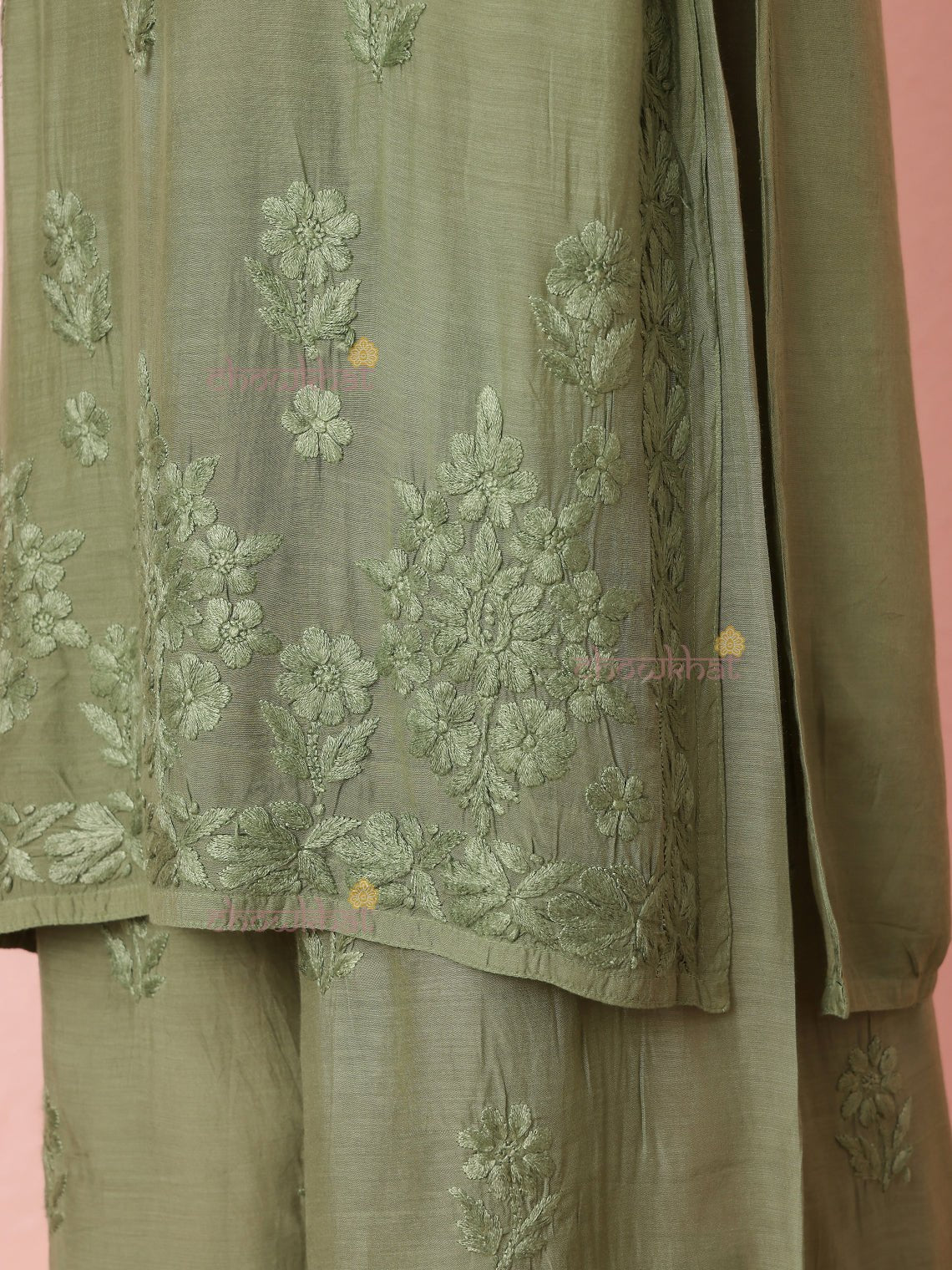 Lavina Premium Muslin Chikankari Kurti & Palazzo Set - Chowkhat Lifestyle