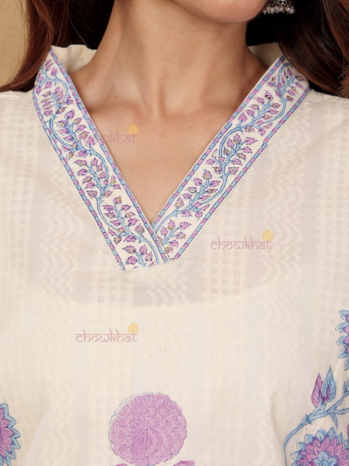 Bagh Hand Block Pure Cotton 3 Piece Stitched Suit Set with Dupatta - Chowkhat Lifestyle