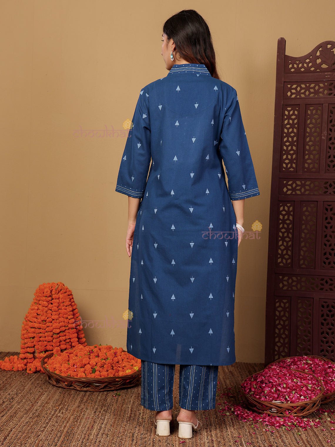 Aviva Handloom Cotton 3 Piece Stitched Suit Set with Handwork - Chowkhat Lifestyle