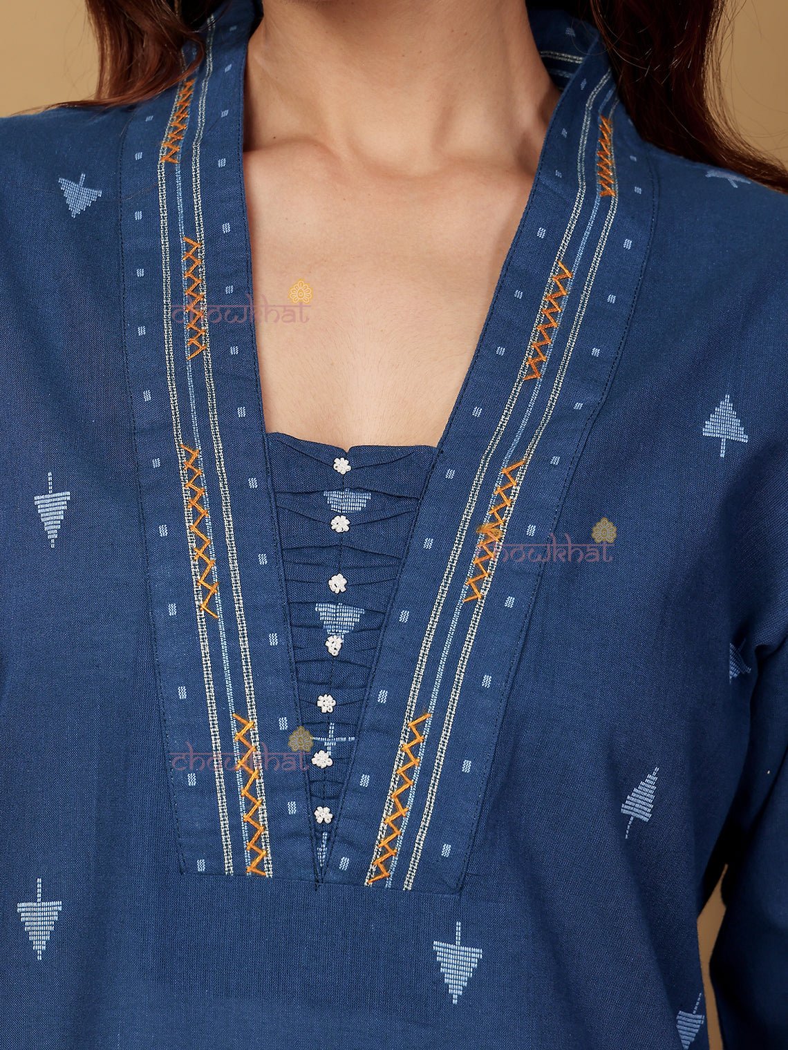 Aviva Handloom Cotton 3 Piece Stitched Suit Set with Handwork - Chowkhat Lifestyle
