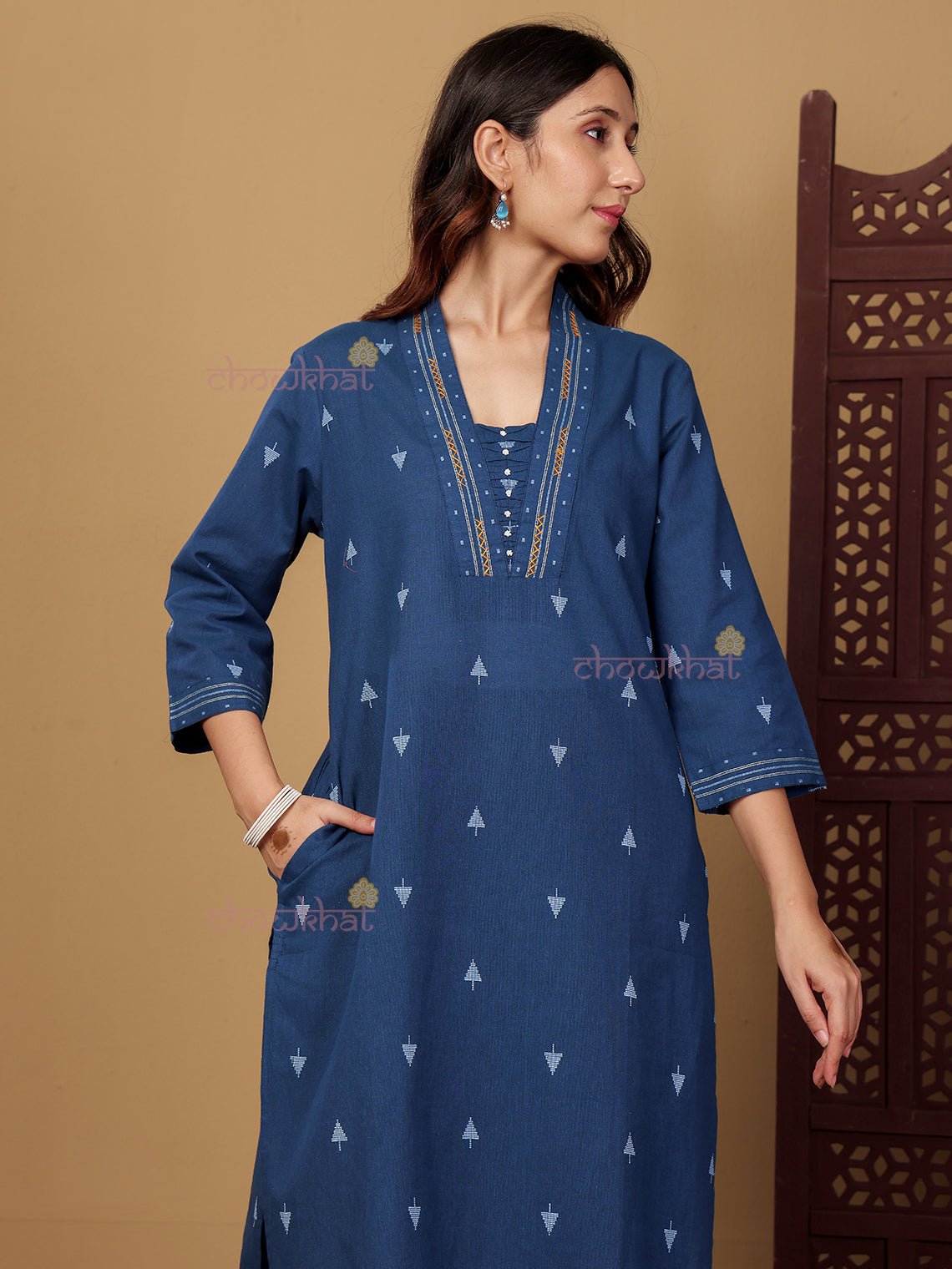 Aviva Handloom Cotton 3 Piece Stitched Suit Set with Handwork - Chowkhat Lifestyle