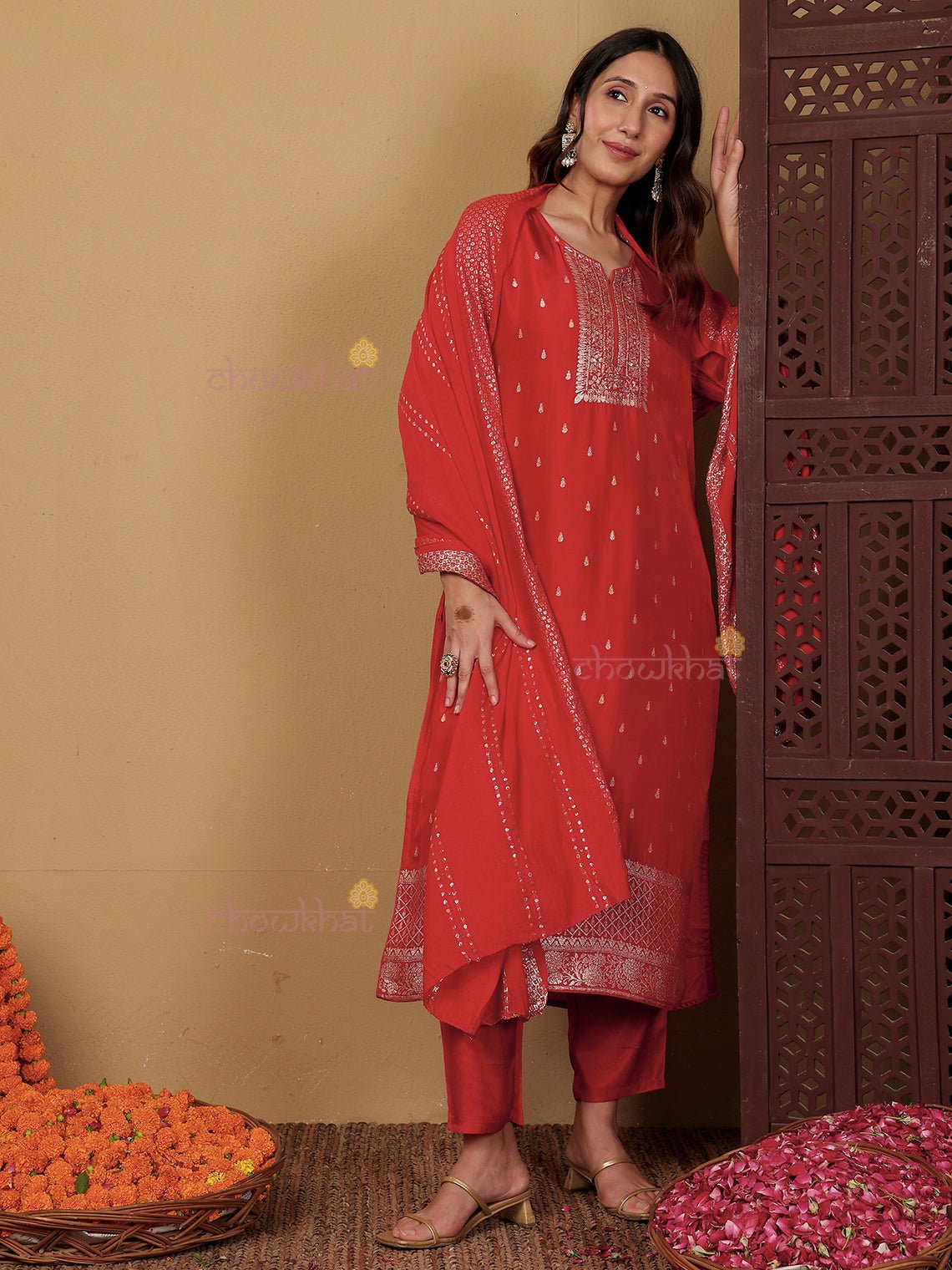Ehra Premium Silk 3 Piece Stitched Suit Set with Sequence Work - Chowkhat Lifestyle