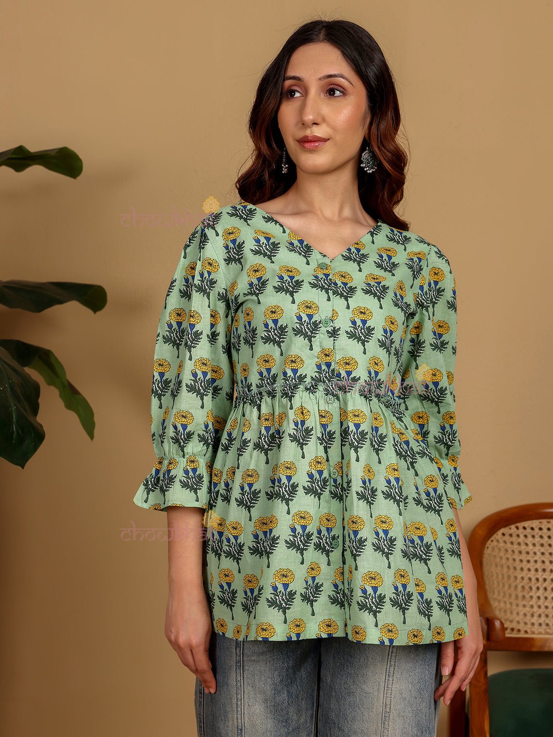 Zara Hand Block Short Cotton Kurti - Chowkhat Lifestyle