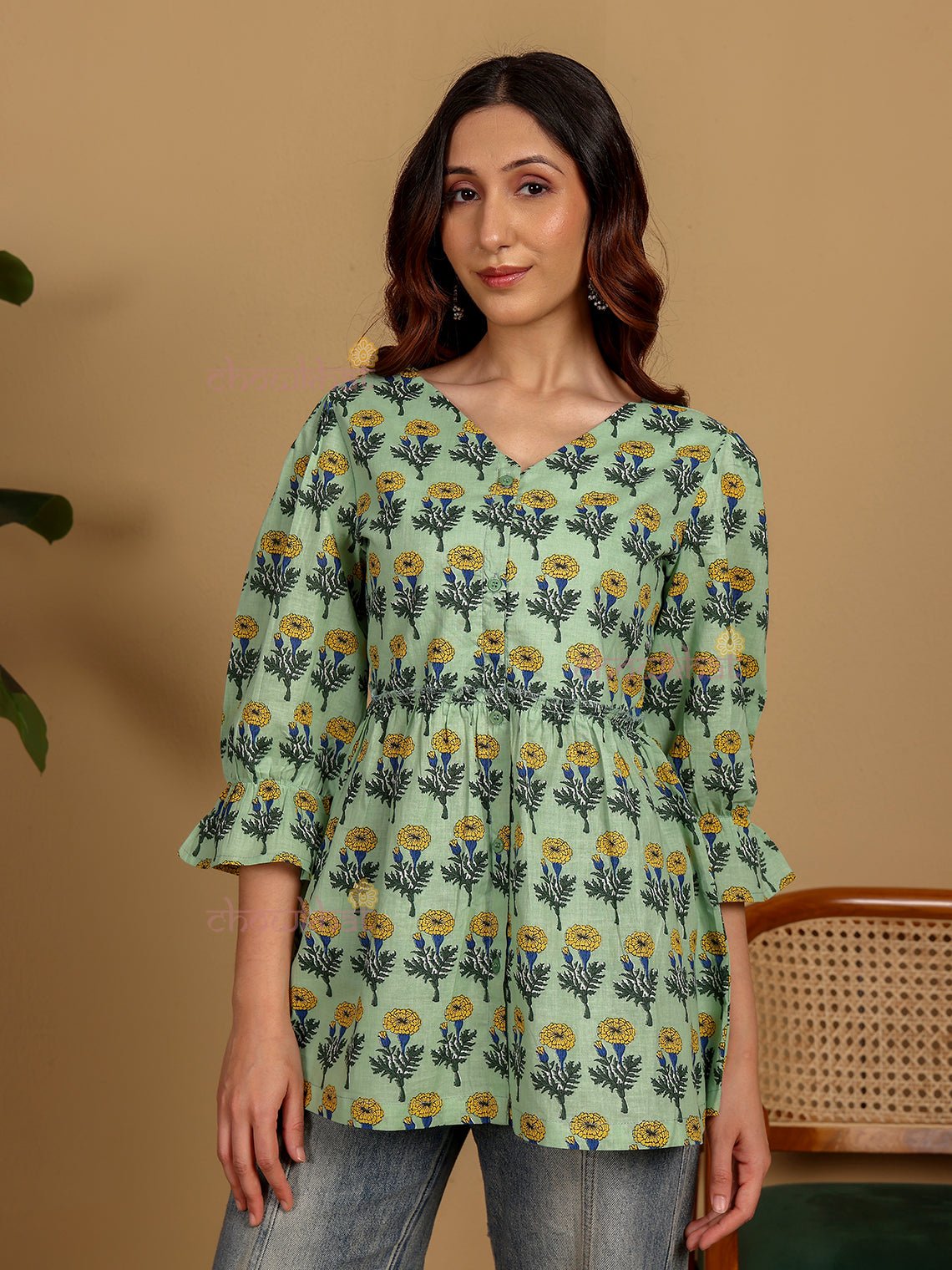 Zara Hand Block Short Cotton Kurti - Chowkhat Lifestyle