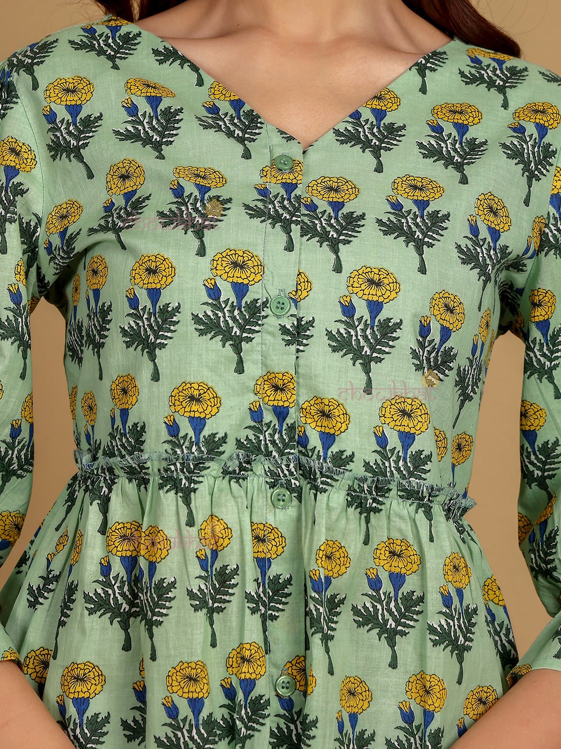 Zara Hand Block Short Cotton Kurti - Chowkhat Lifestyle