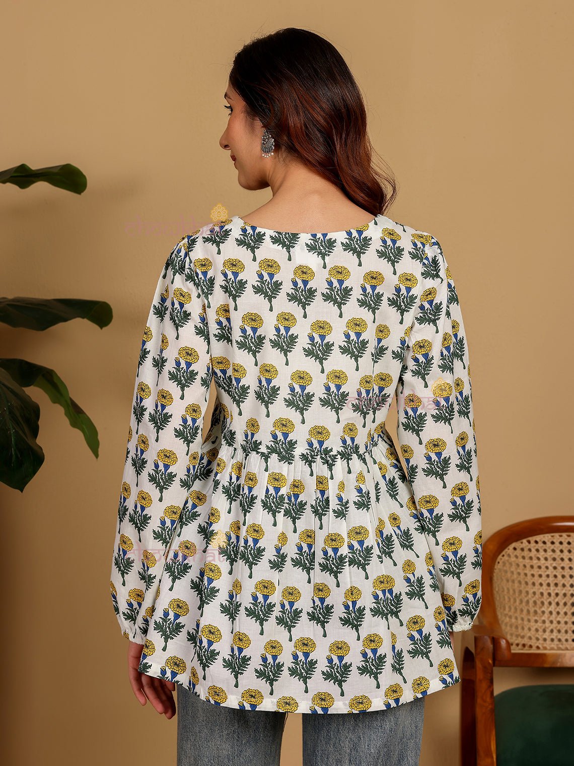 Esha Hand Block Short Cotton Kurti - Chowkhat Lifestyle