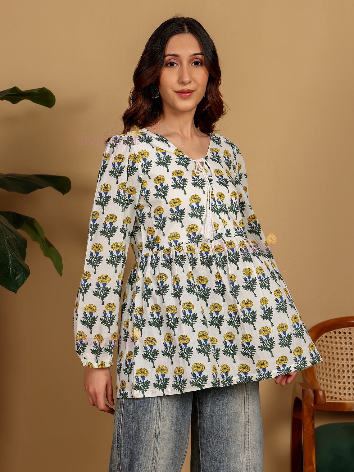 Esha Hand Block Short Cotton Kurti - Chowkhat Lifestyle