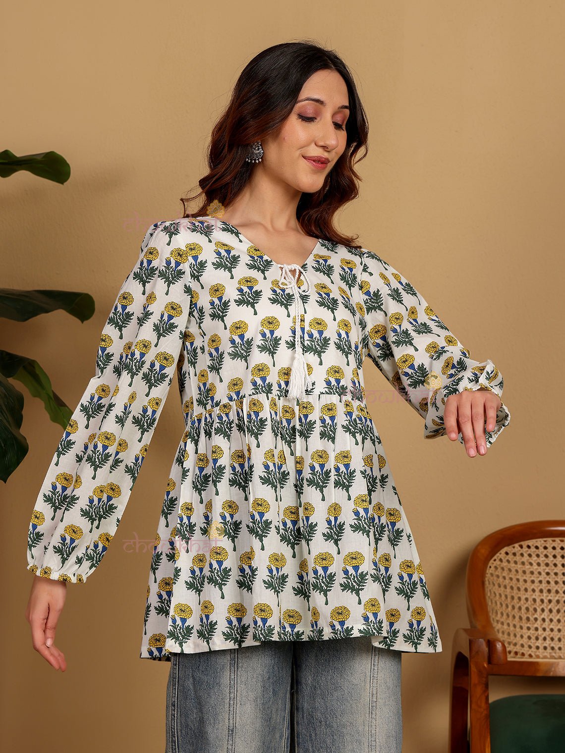 Esha Hand Block Short Cotton Kurti - Chowkhat Lifestyle