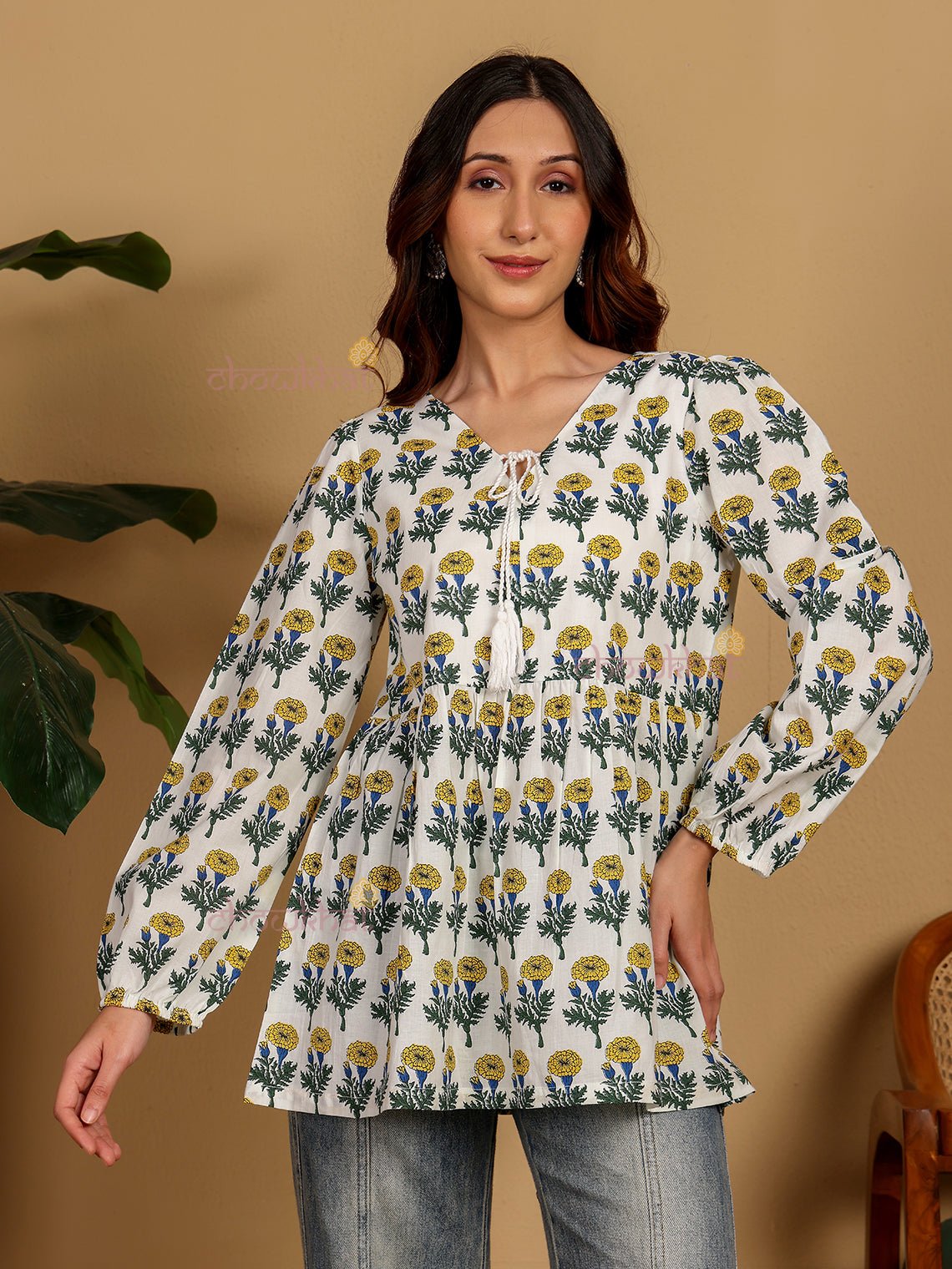 Esha Hand Block Short Cotton Kurti - Chowkhat Lifestyle