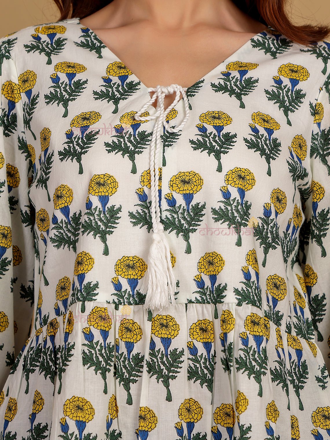 Esha Hand Block Short Cotton Kurti - Chowkhat Lifestyle