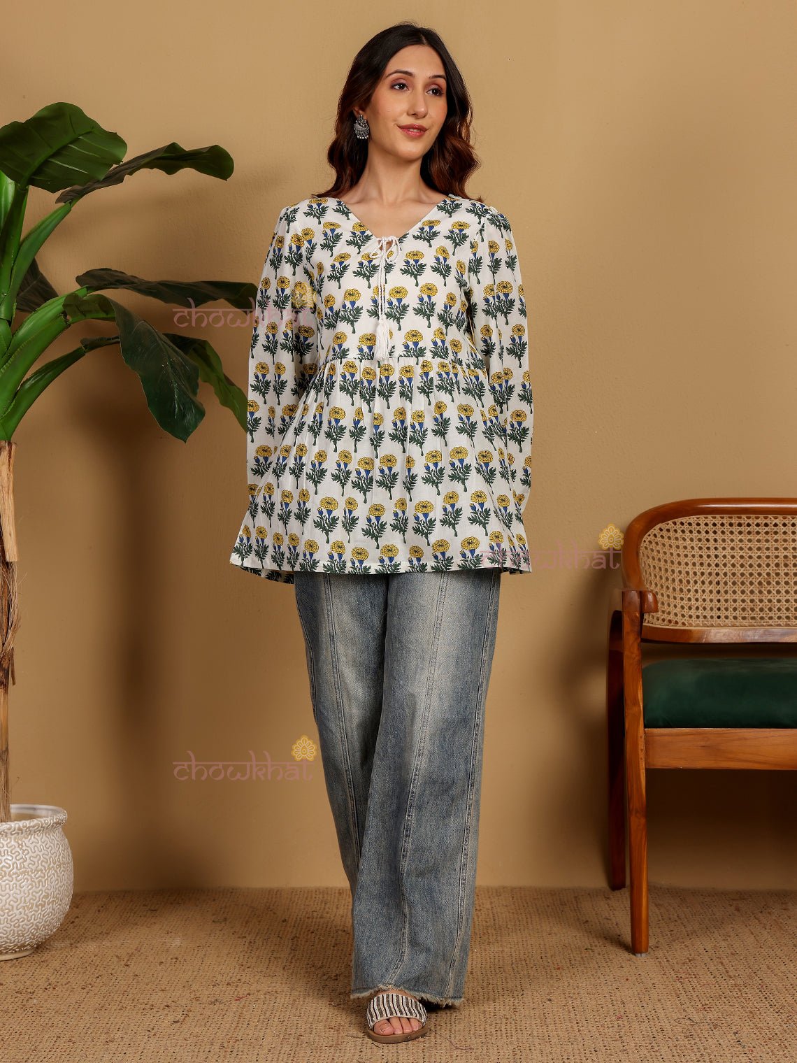 Esha Hand Block Short Cotton Kurti - Chowkhat Lifestyle
