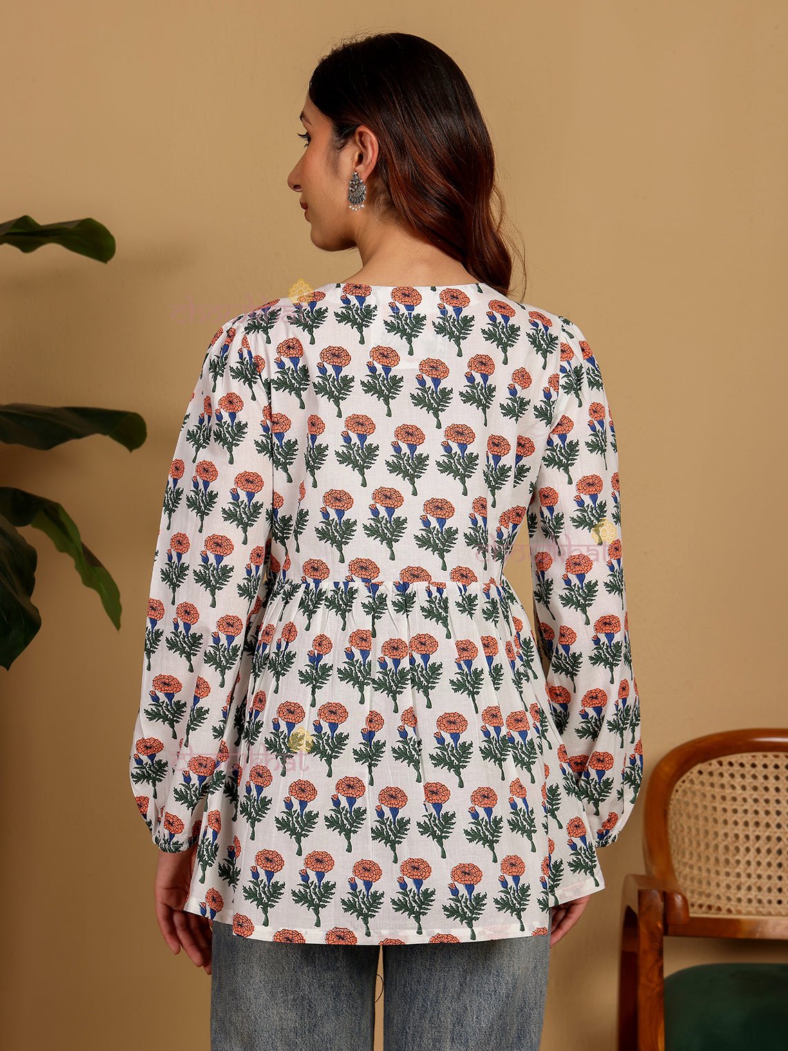 Esha Hand Block Short Cotton Kurti - Chowkhat Lifestyle