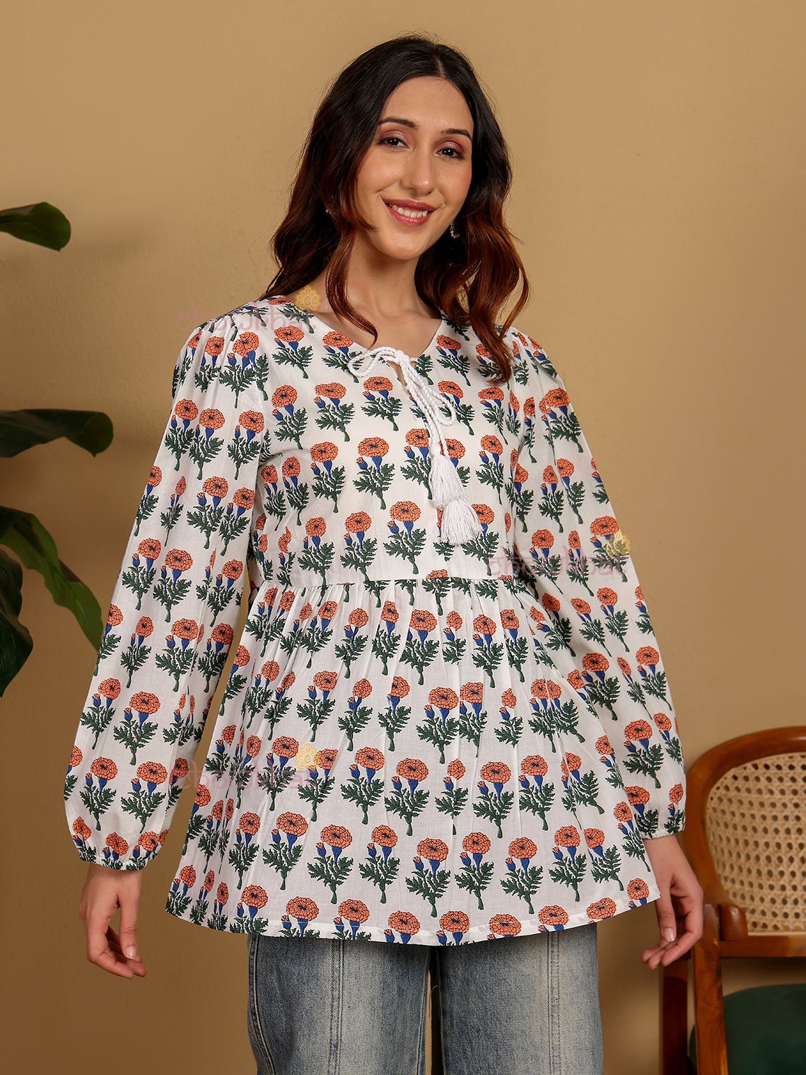 Esha Hand Block Short Cotton Kurti - Chowkhat Lifestyle