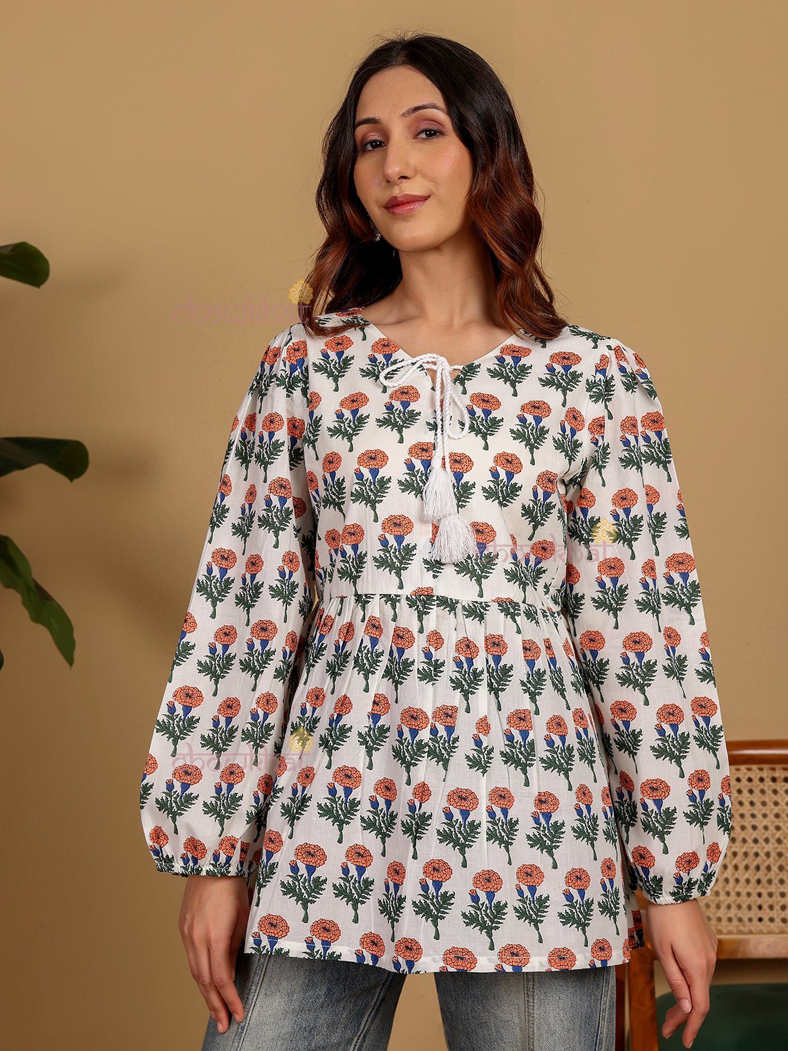Esha Hand Block Short Cotton Kurti - Chowkhat Lifestyle