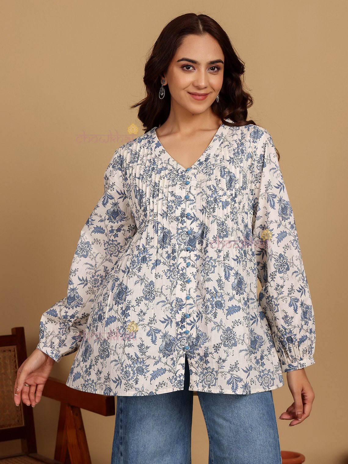 Saina Hand Printed Short Cotton Kurti - Chowkhat Lifestyle