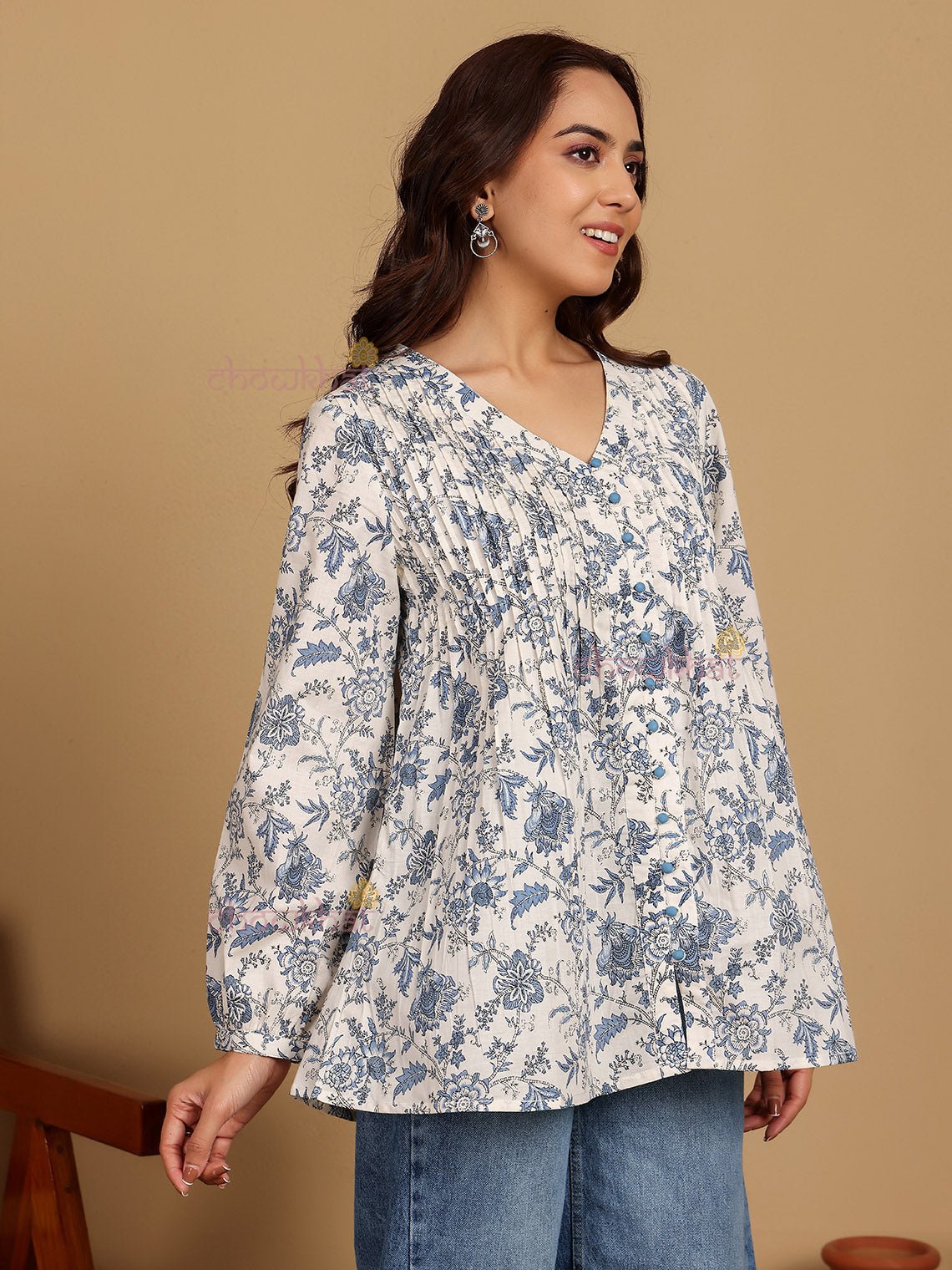 Saina Hand Printed Short Cotton Kurti - Chowkhat Lifestyle