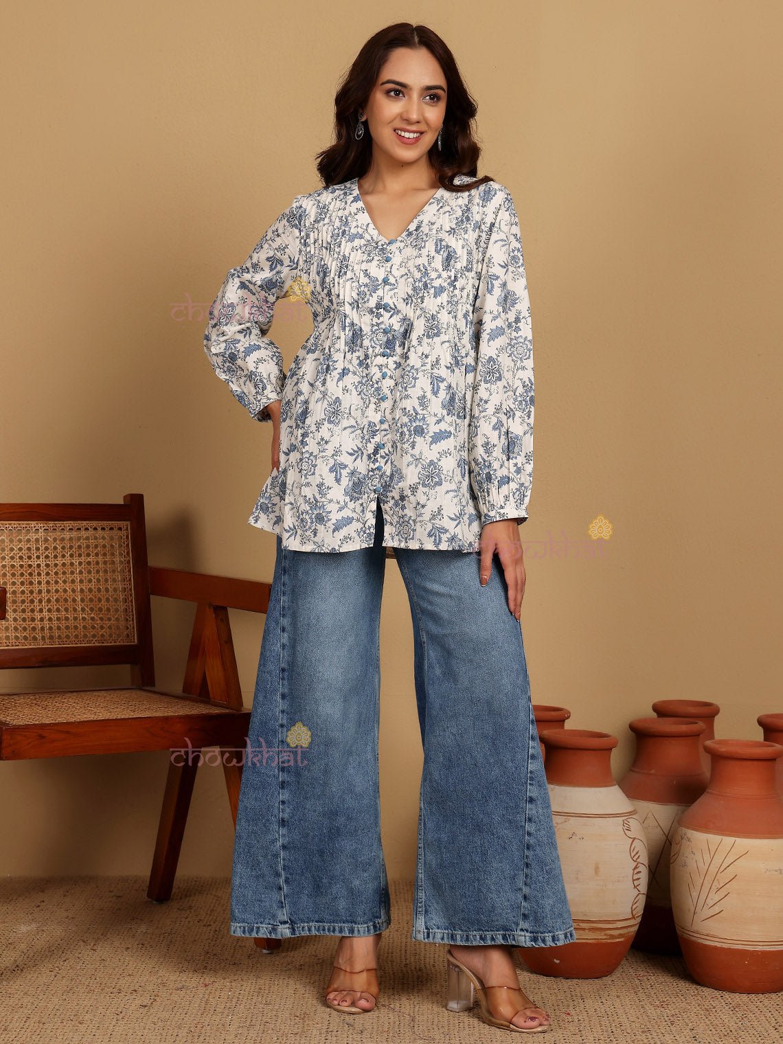 Saina Hand Printed Short Cotton Kurti - Chowkhat Lifestyle