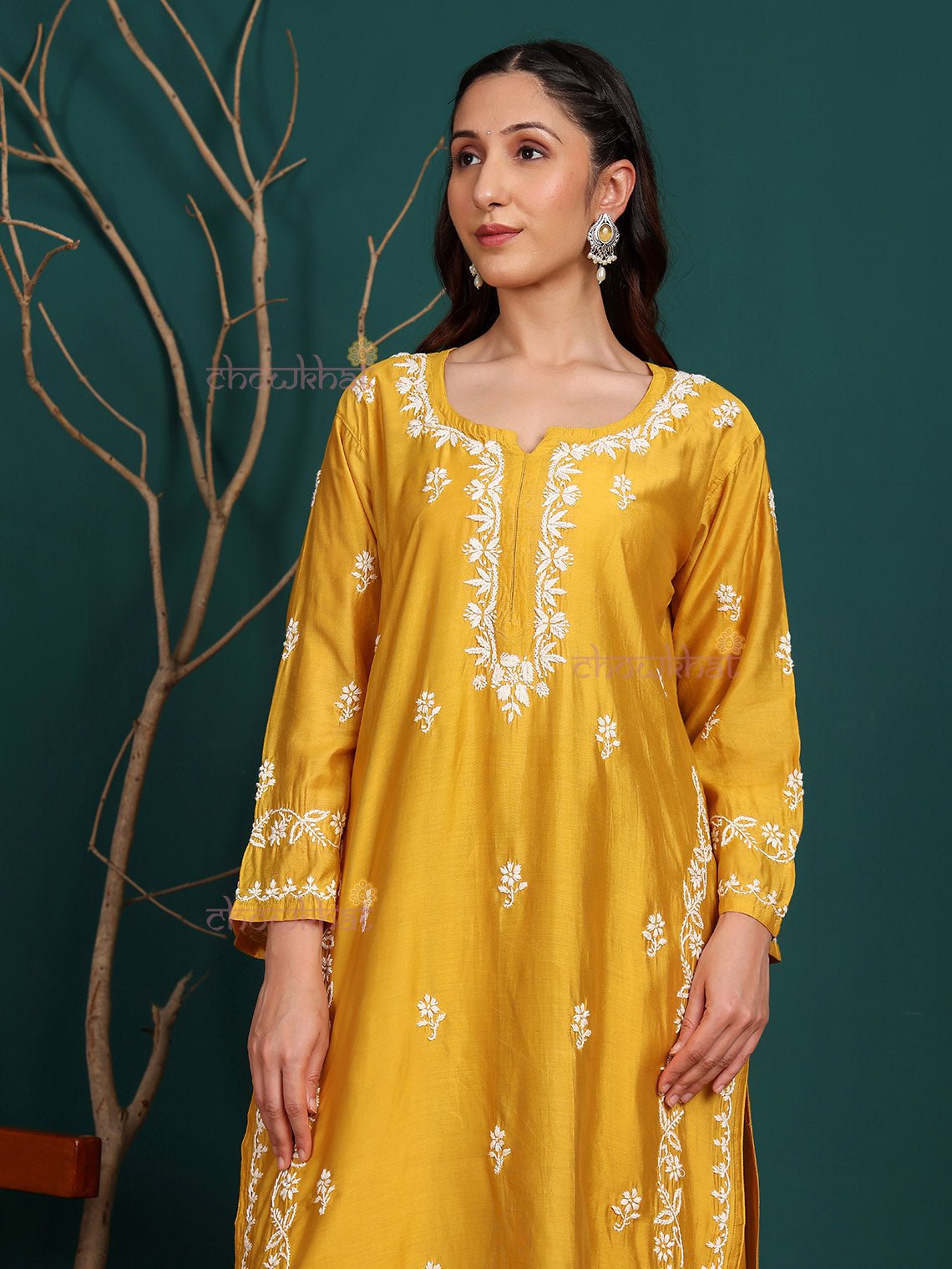 Siya Premium Chanderi Chikankari Kurti & Palazzo Set - Chowkhat Lifestyle