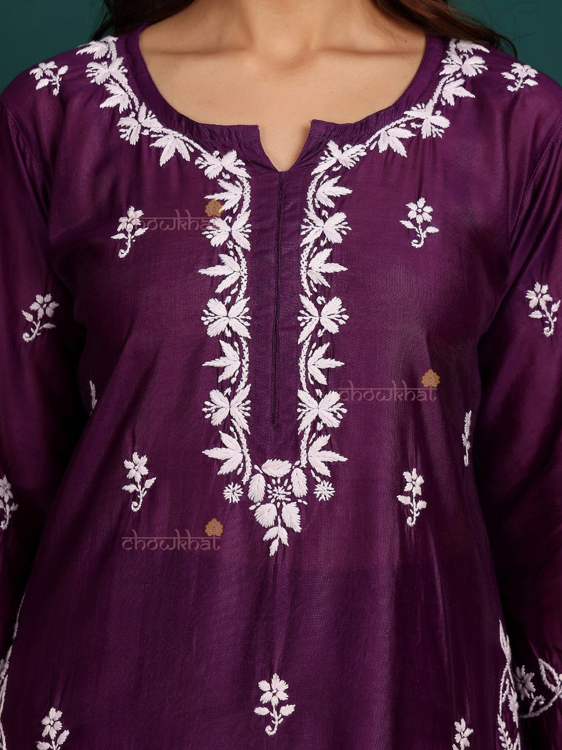 Siya Premium Chanderi Chikankari Kurti & Palazzo Set - Chowkhat Lifestyle