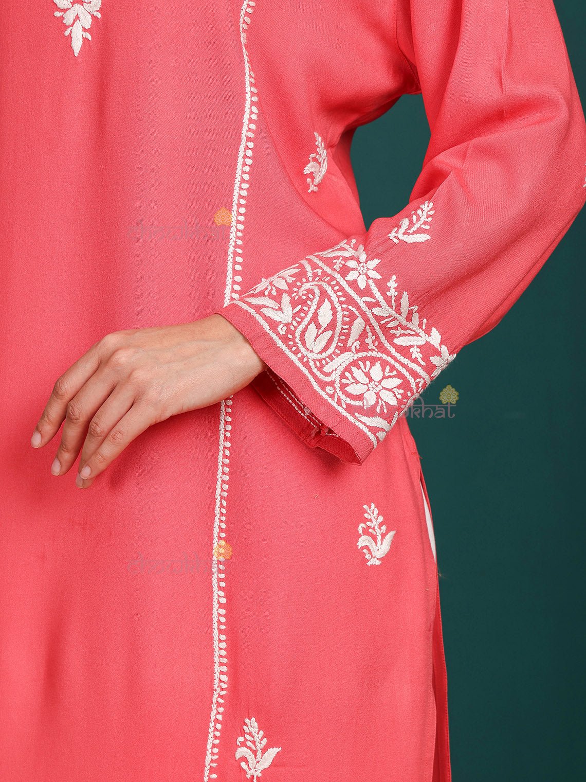 Humaira Rayon Straight Long Chikankari Kurti - Chowkhat Lifestyle