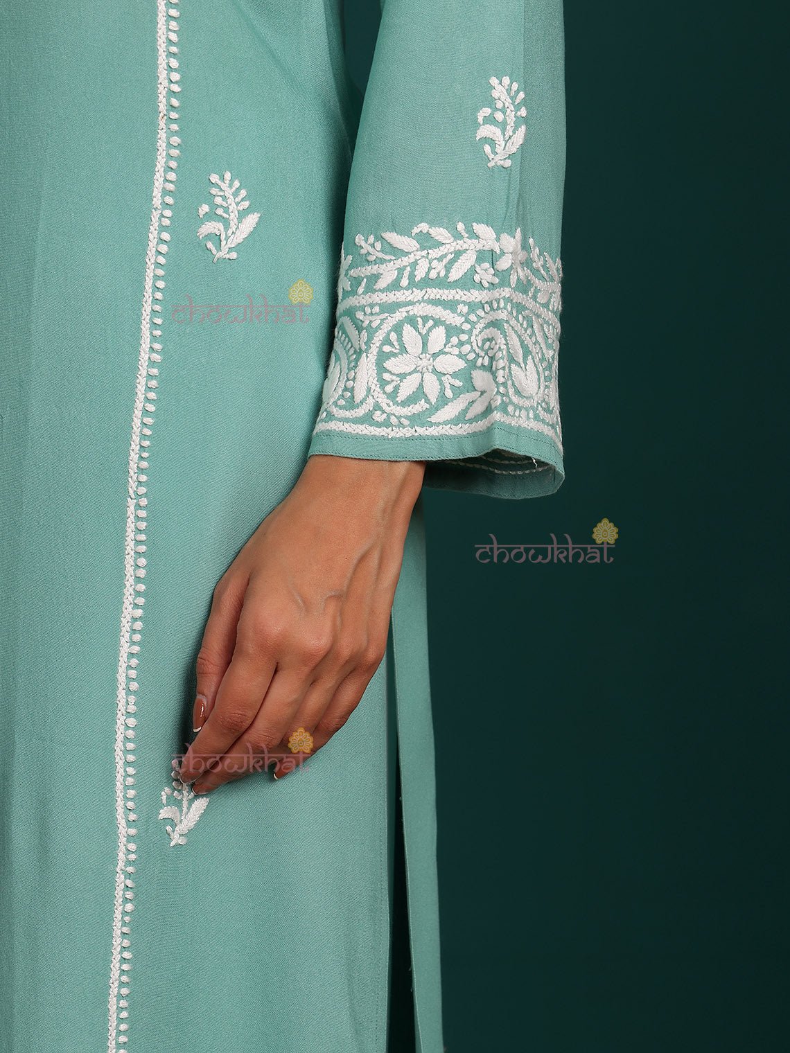 Humaira Rayon Straight Long Chikankari Kurti - Chowkhat Lifestyle