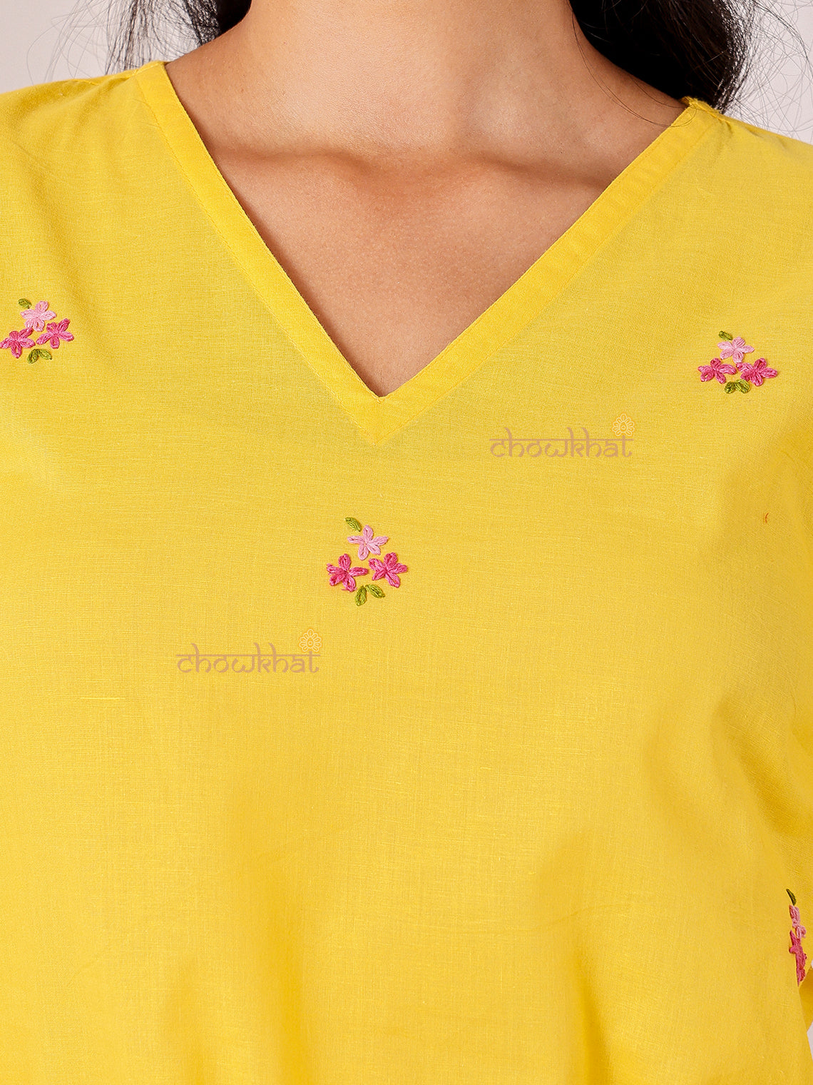 Kesar Hand Embroidered Short Cotton Kurti