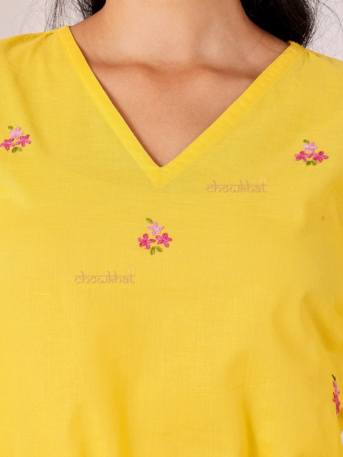 Kesar Hand Embroidered Short Cotton Kurti - Chowkhat Lifestyle