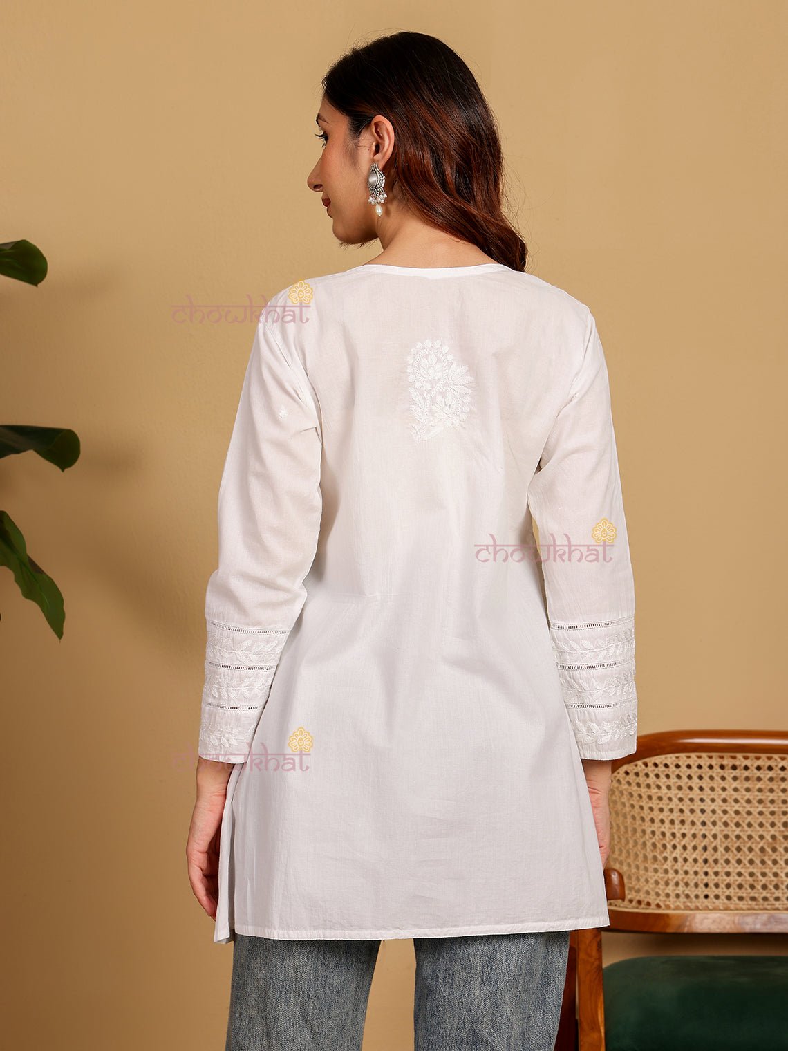 Chahat Cotton Short Chikankari Kurti - Chowkhat Lifestyle