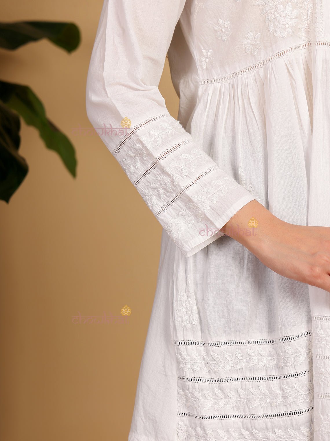Chahat Cotton Short Chikankari Kurti - Chowkhat Lifestyle