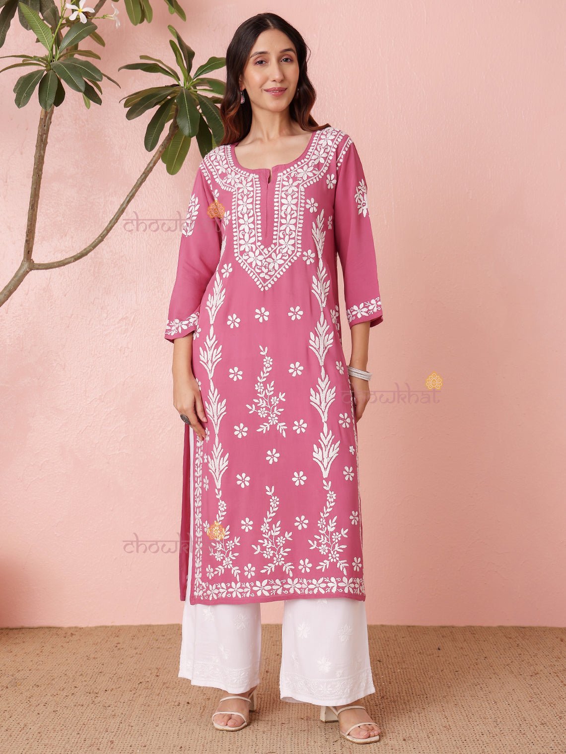 Fiza Premium Modal Straight Chikankari Kurti - Chowkhat Lifestyle