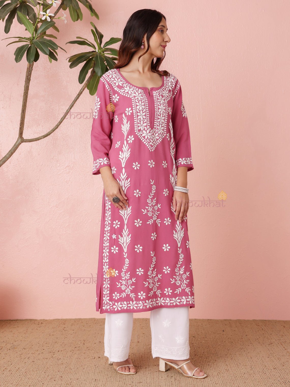 Fiza Premium Modal Straight Chikankari Kurti - Chowkhat Lifestyle