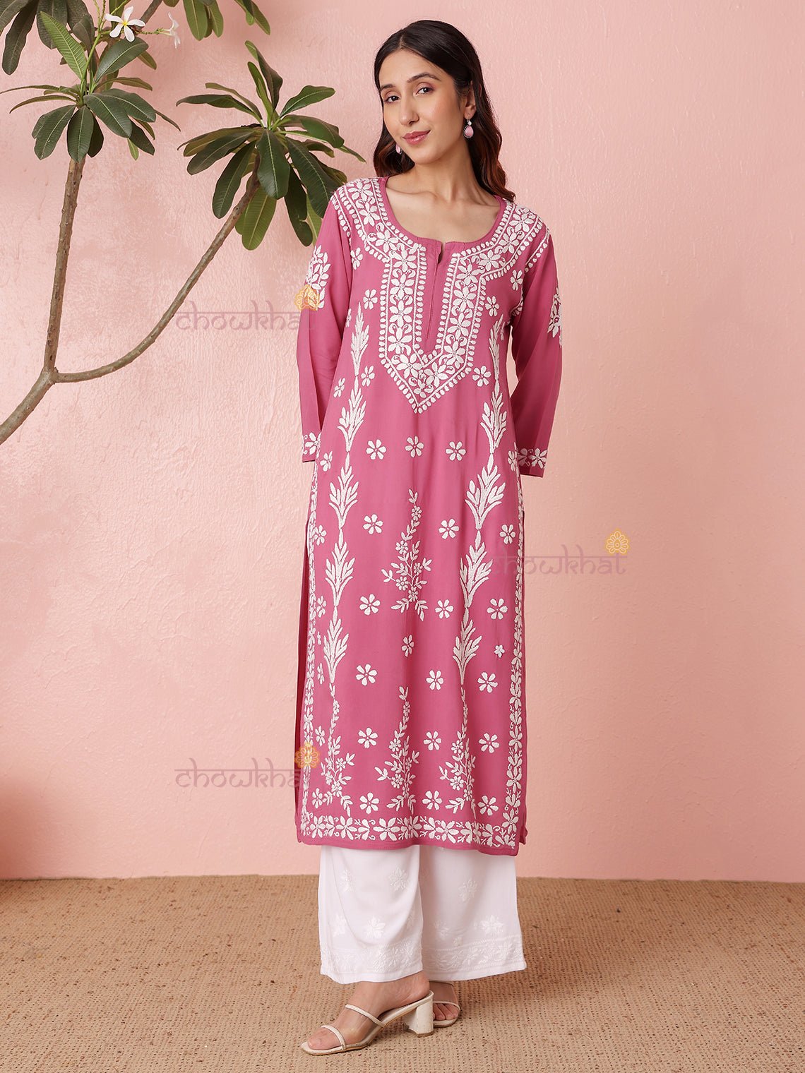 Fiza Premium Modal Straight Chikankari Kurti - Chowkhat Lifestyle
