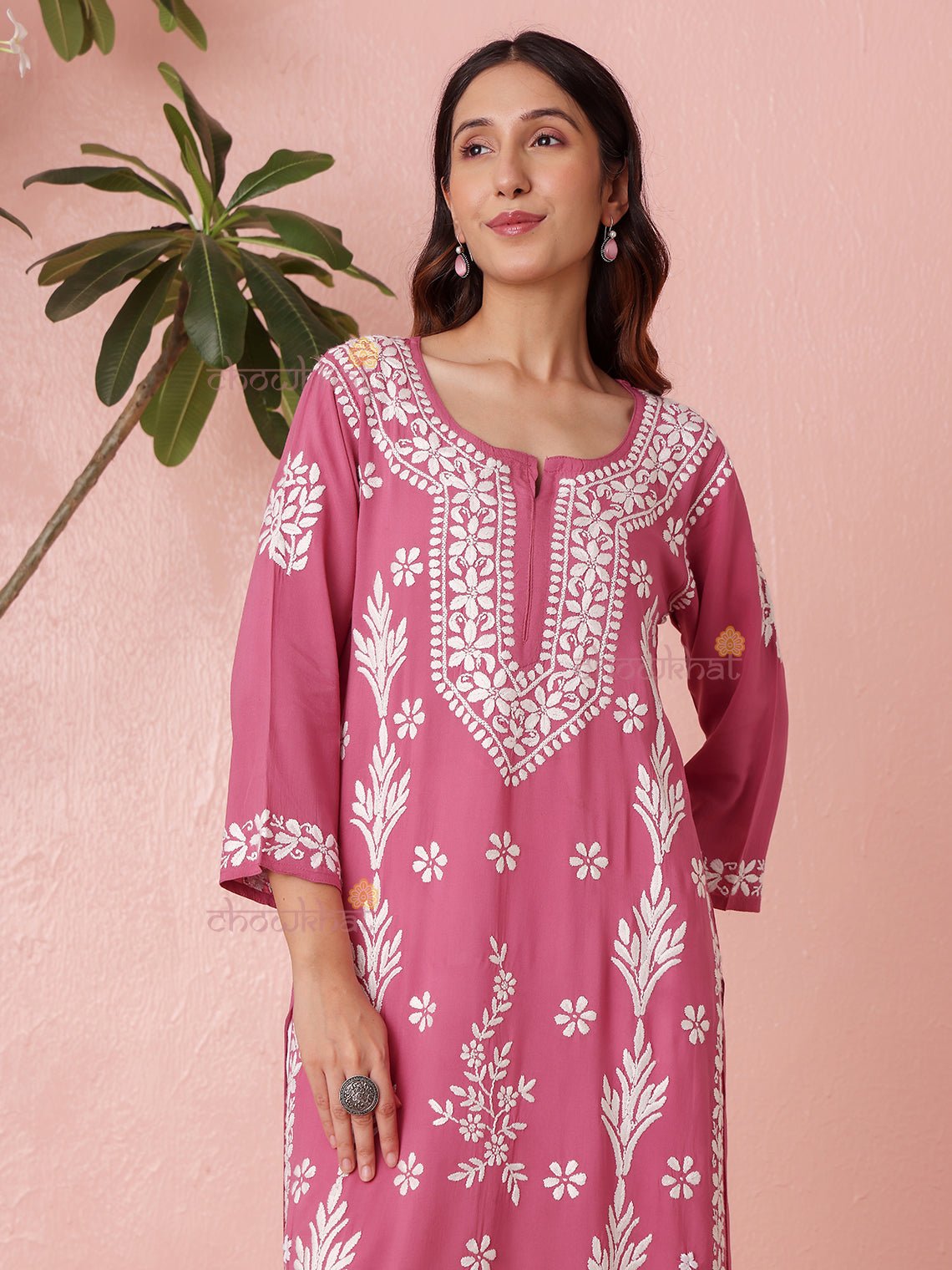 Fiza Premium Modal Straight Chikankari Kurti - Chowkhat Lifestyle