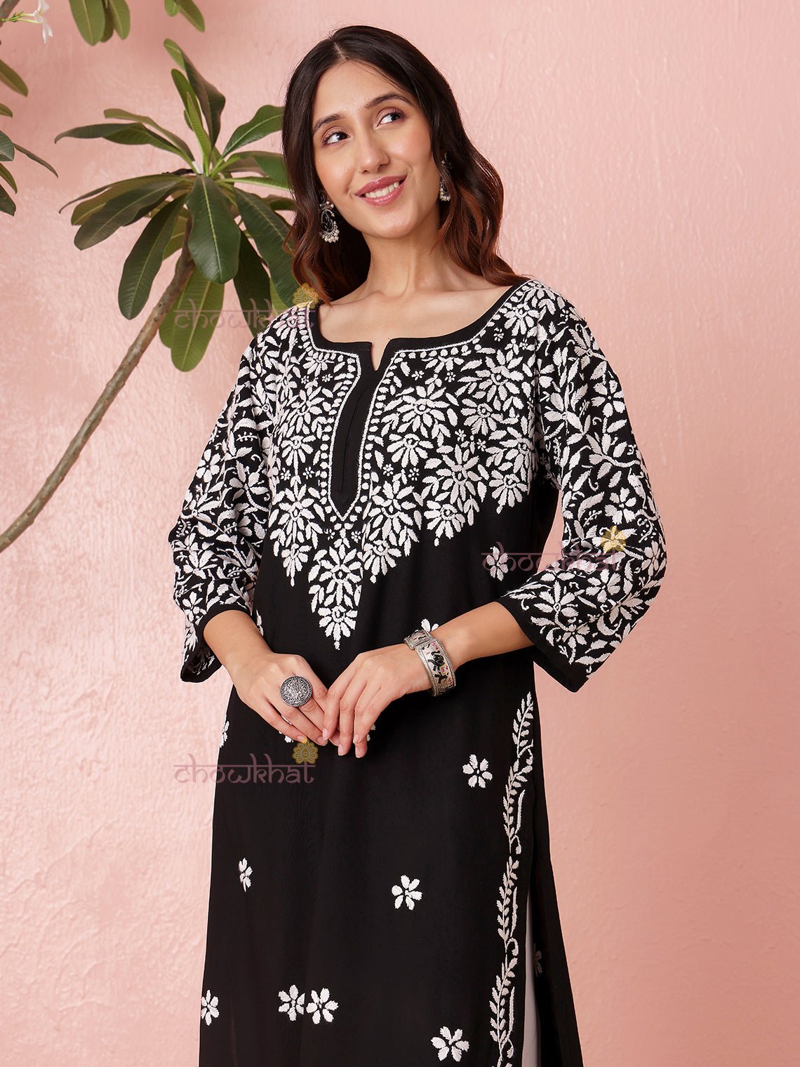 Rida Straight Premium Rayon Chikankari Kurti - Chowkhat Lifestyle