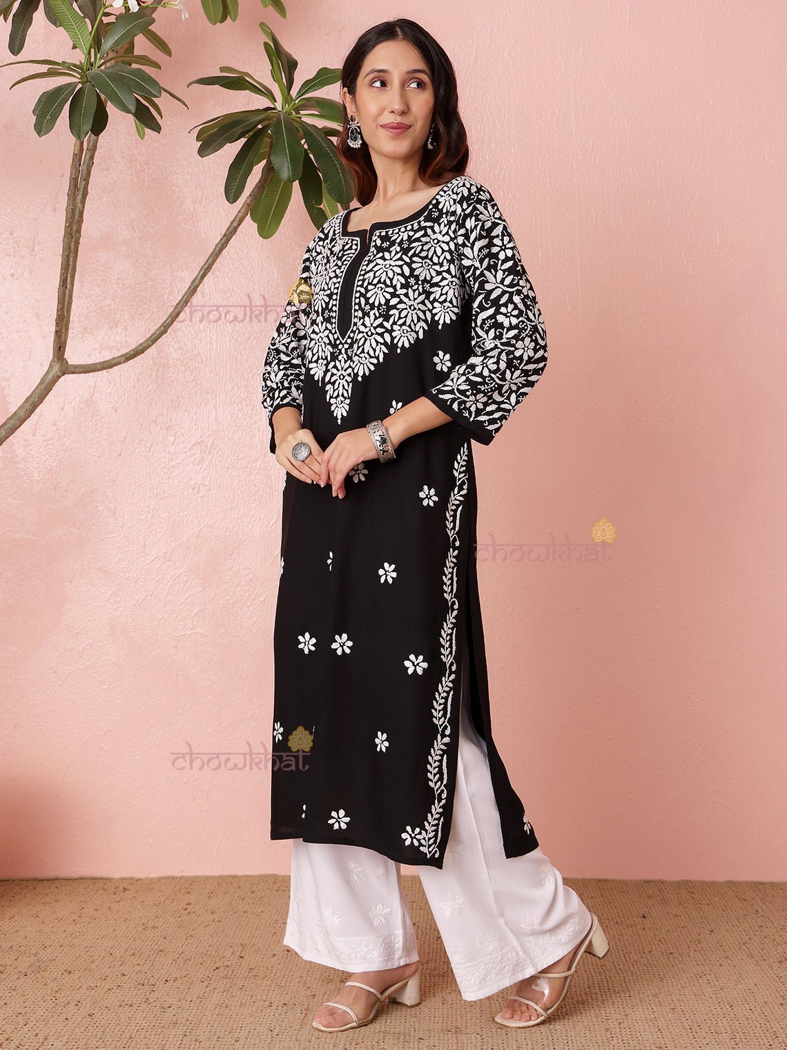 Rida Straight Premium Rayon Chikankari Kurti - Chowkhat Lifestyle
