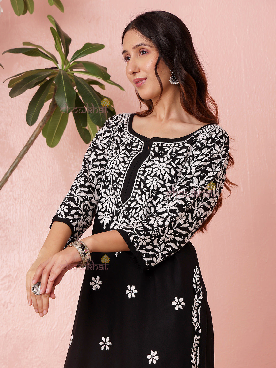 Rida Straight Premium Rayon Chikankari Kurti