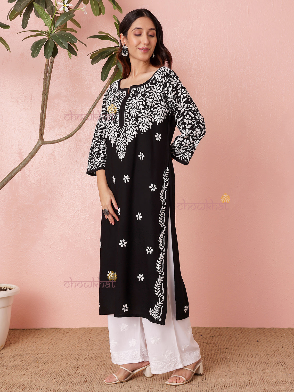 Rida Straight Premium Rayon Chikankari Kurti