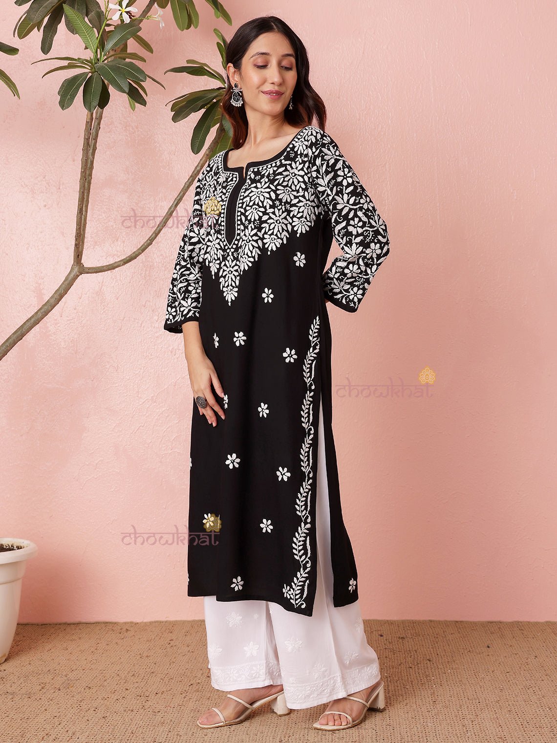 Rida Straight Premium Rayon Chikankari Kurti - Chowkhat Lifestyle