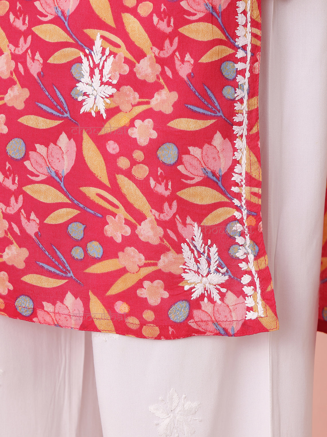 Yashika Straight Long Mul Cotton Chikankari Kurti