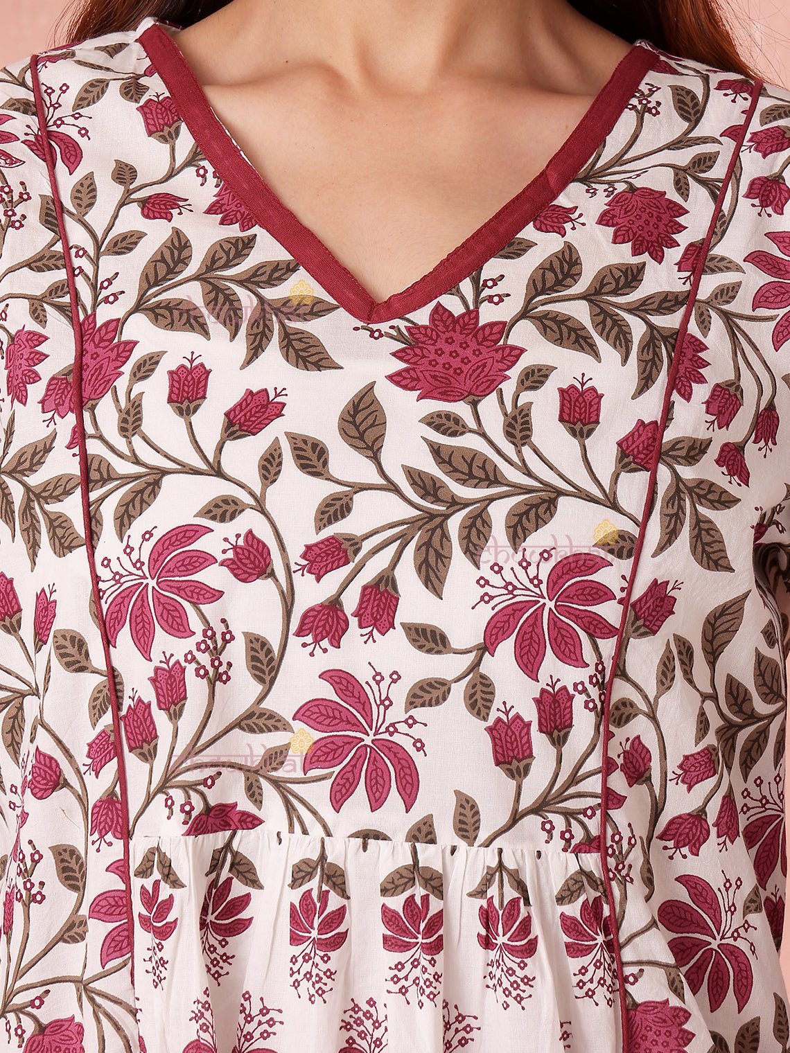Deeva Hand Printed Nyra Style Cotton Long Kurti with Pocket - Chowkhat Lifestyle