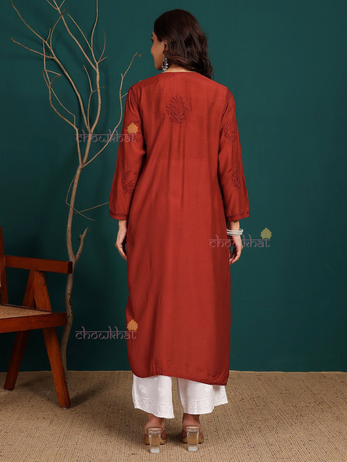 Saanvi Muslin Hand Embroidered Chikankari Kurti - Chowkhat Lifestyle