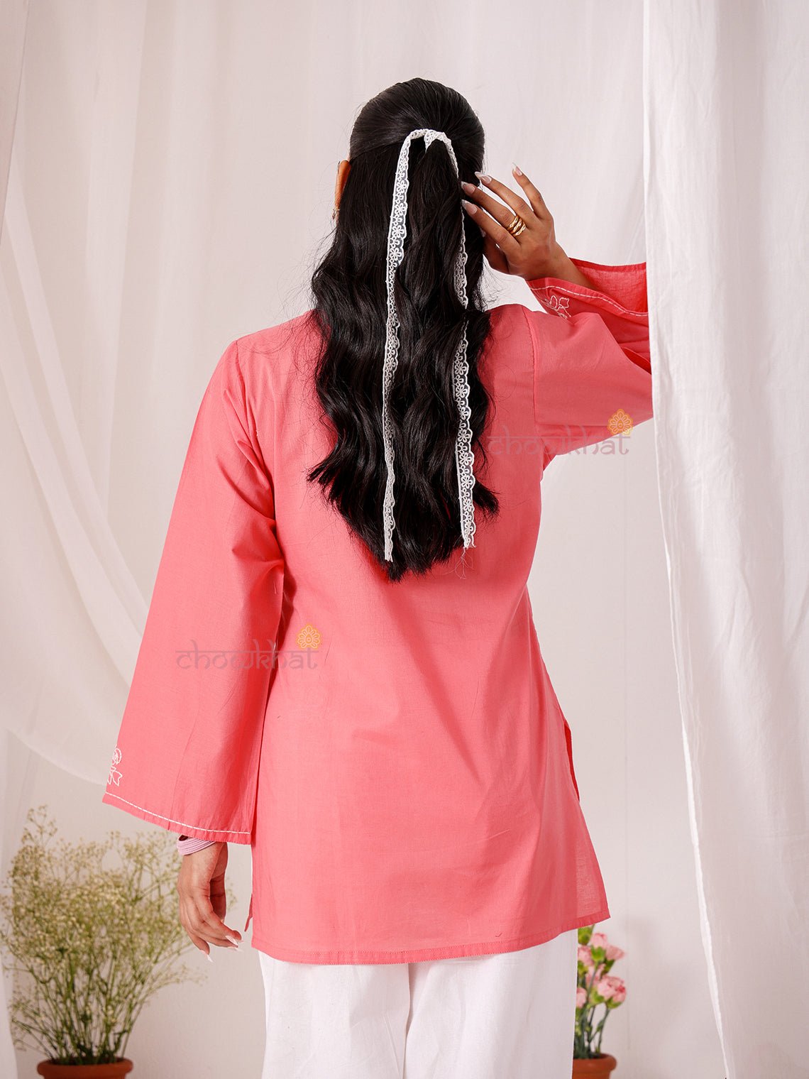 Swar Hand Embroidered Short Cotton Kurti - Chowkhat Lifestyle