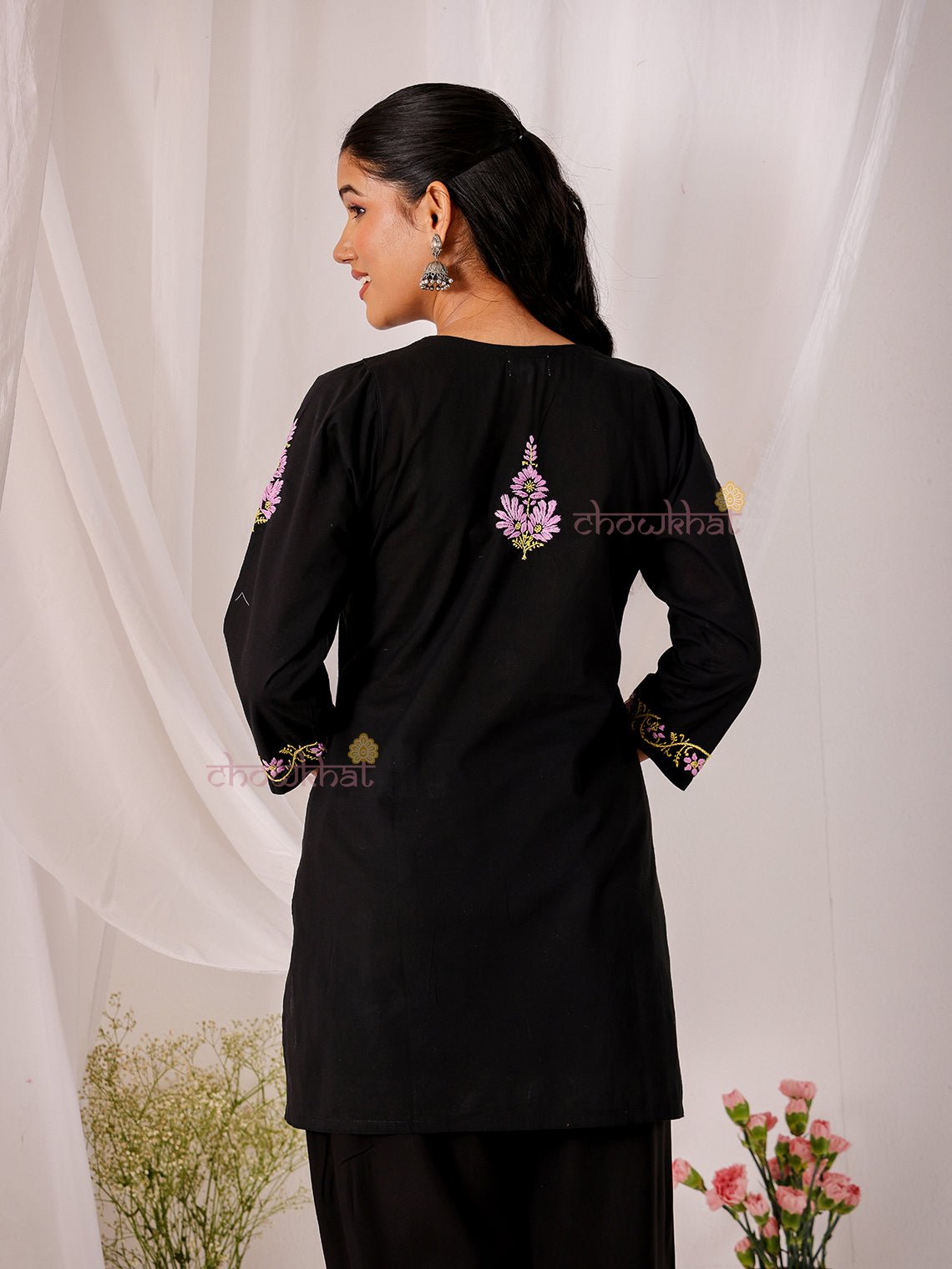 Neer Cotton Multi Color Short Chikankari Kurti - Chowkhat Lifestyle