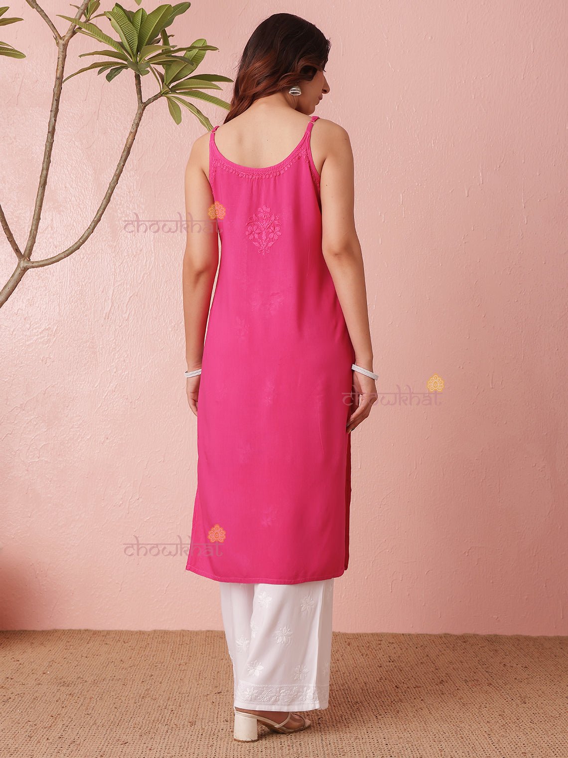 Ryma Straight Long Rayon Chikankari Kurti - Chowkhat Lifestyle
