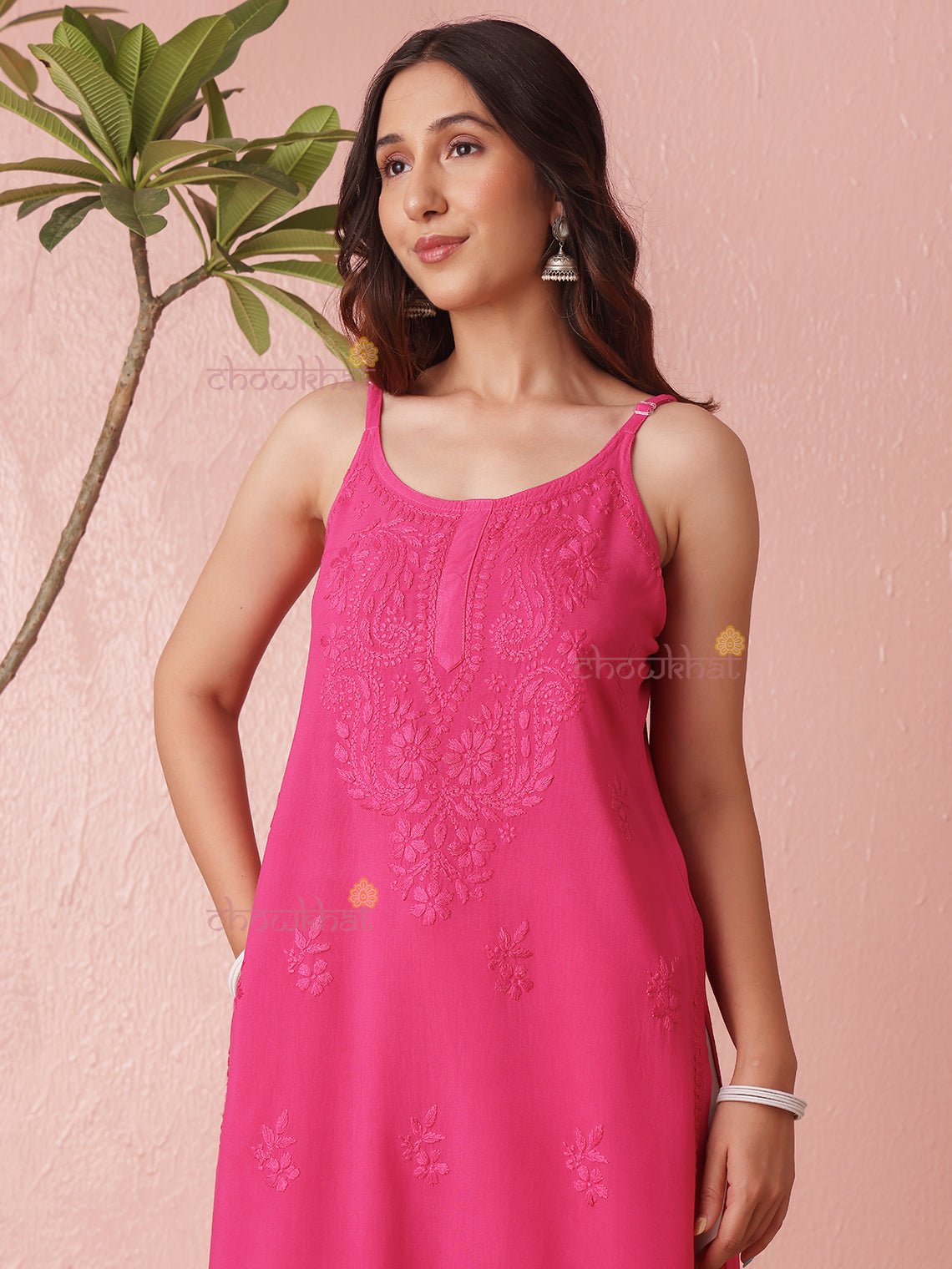 Ryma Straight Long Rayon Chikankari Kurti - Chowkhat Lifestyle