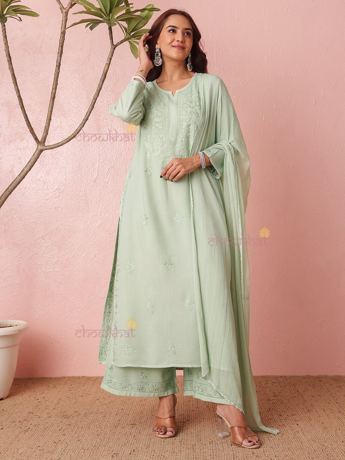Mahi Premium Rayon 3 Piece Chikankari Stitched Suit Set - Chowkhat Lifestyle