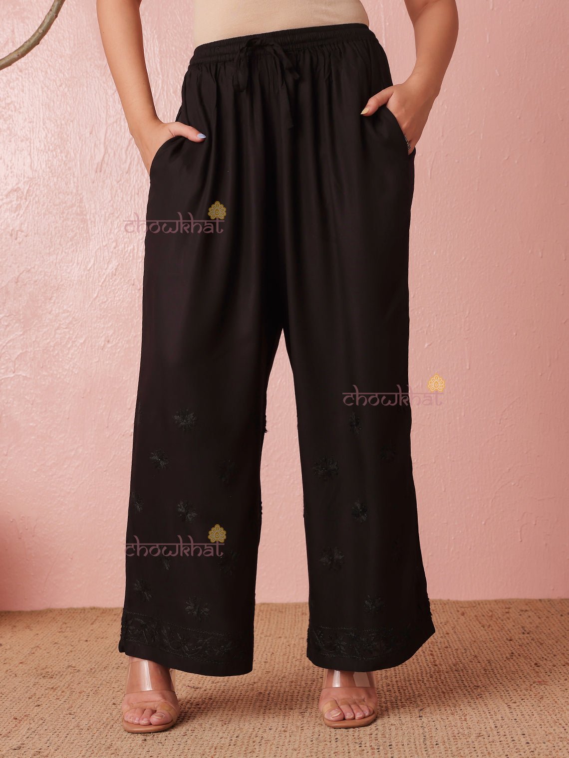 Amira Premium Rayon Chikankari Palazzo - Chowkhat Lifestyle