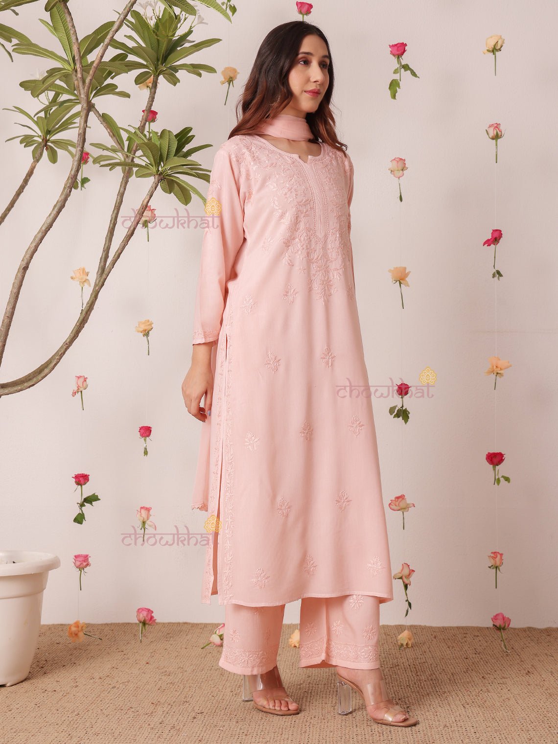 Mahi Premium Rayon 3 Piece Chikankari Stitched Suit Set - Chowkhat Lifestyle