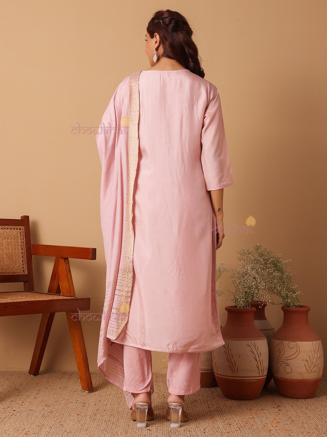 Tashi Premium Silk 3 Piece Stitched Suit Set Handwork - Chowkhat Lifestyle