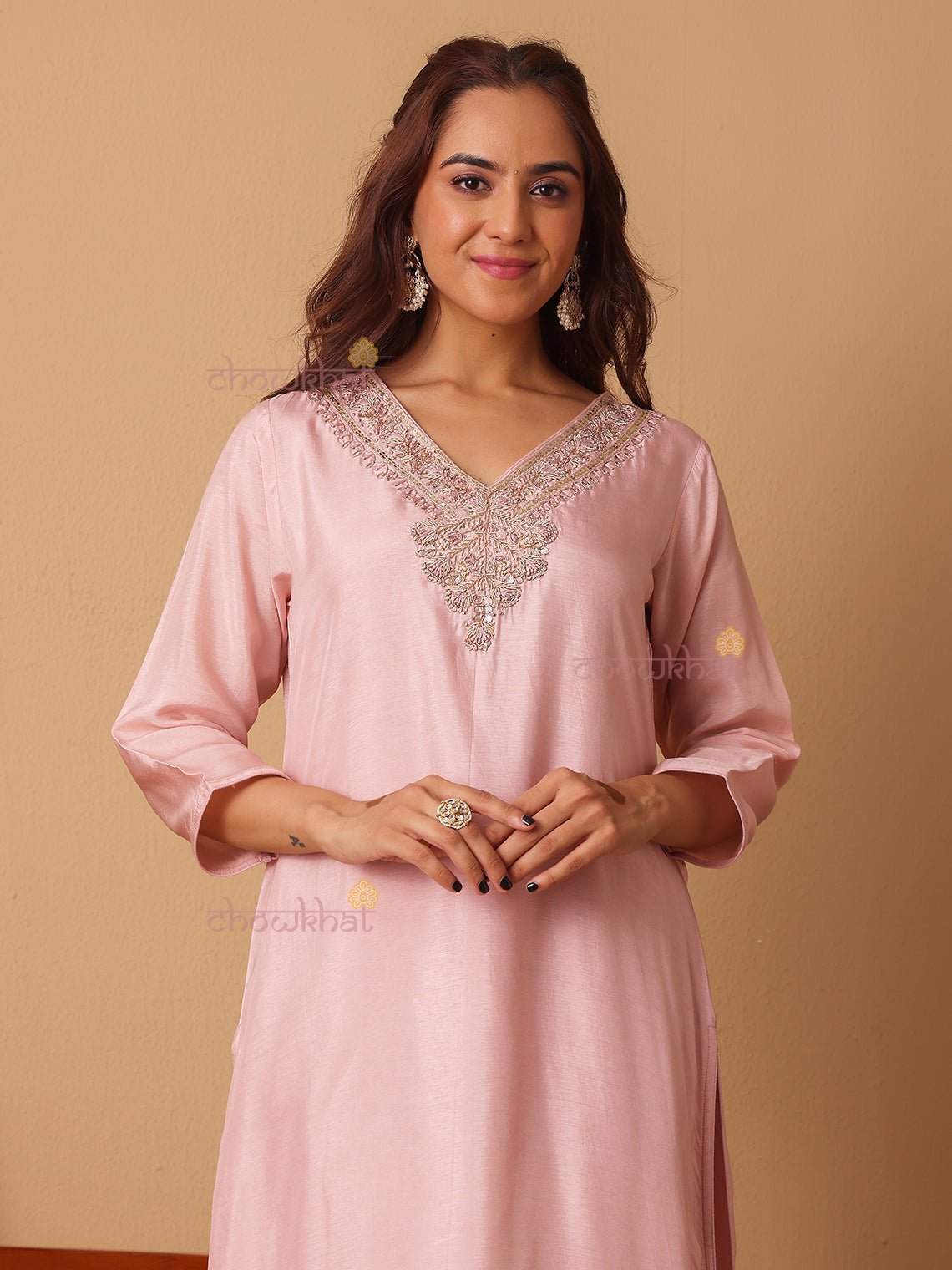 Tashi Premium Silk 3 Piece Stitched Suit Set Handwork - Chowkhat Lifestyle